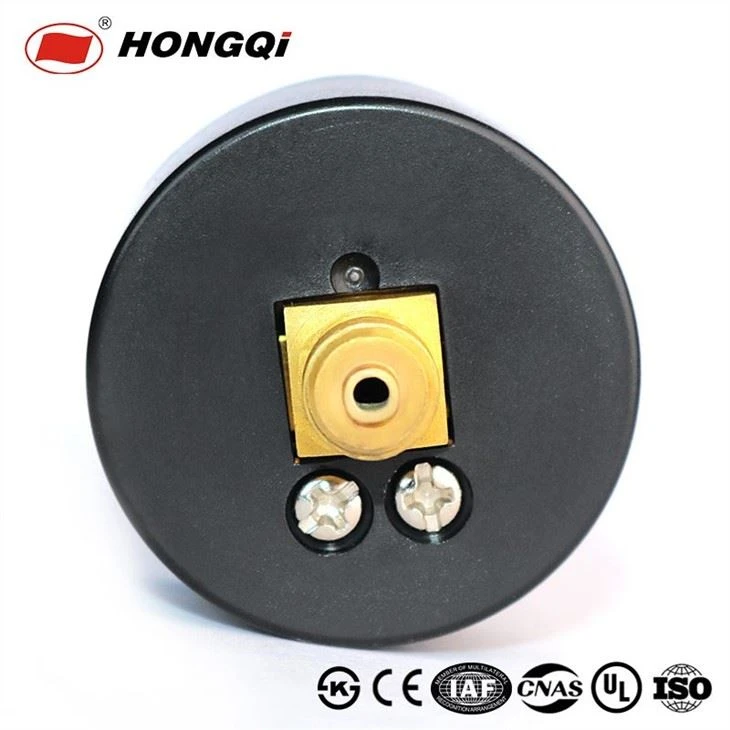 On the back of the pressure gauge or manometer